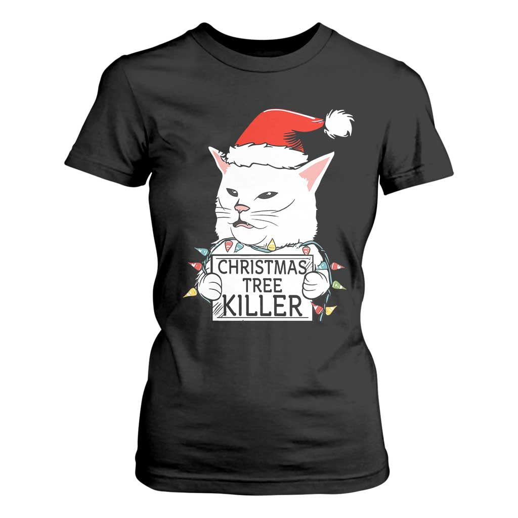 Funny Xmas Grumpy Cat T Shirt For Women Christmas Tree Killer Santa Kitten TS12 Black Print Your Wear