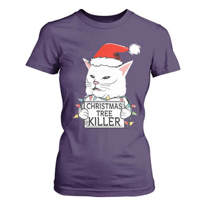 Funny Xmas Grumpy Cat T Shirt For Women Christmas Tree Killer Santa Kitten TS12 Purple Print Your Wear