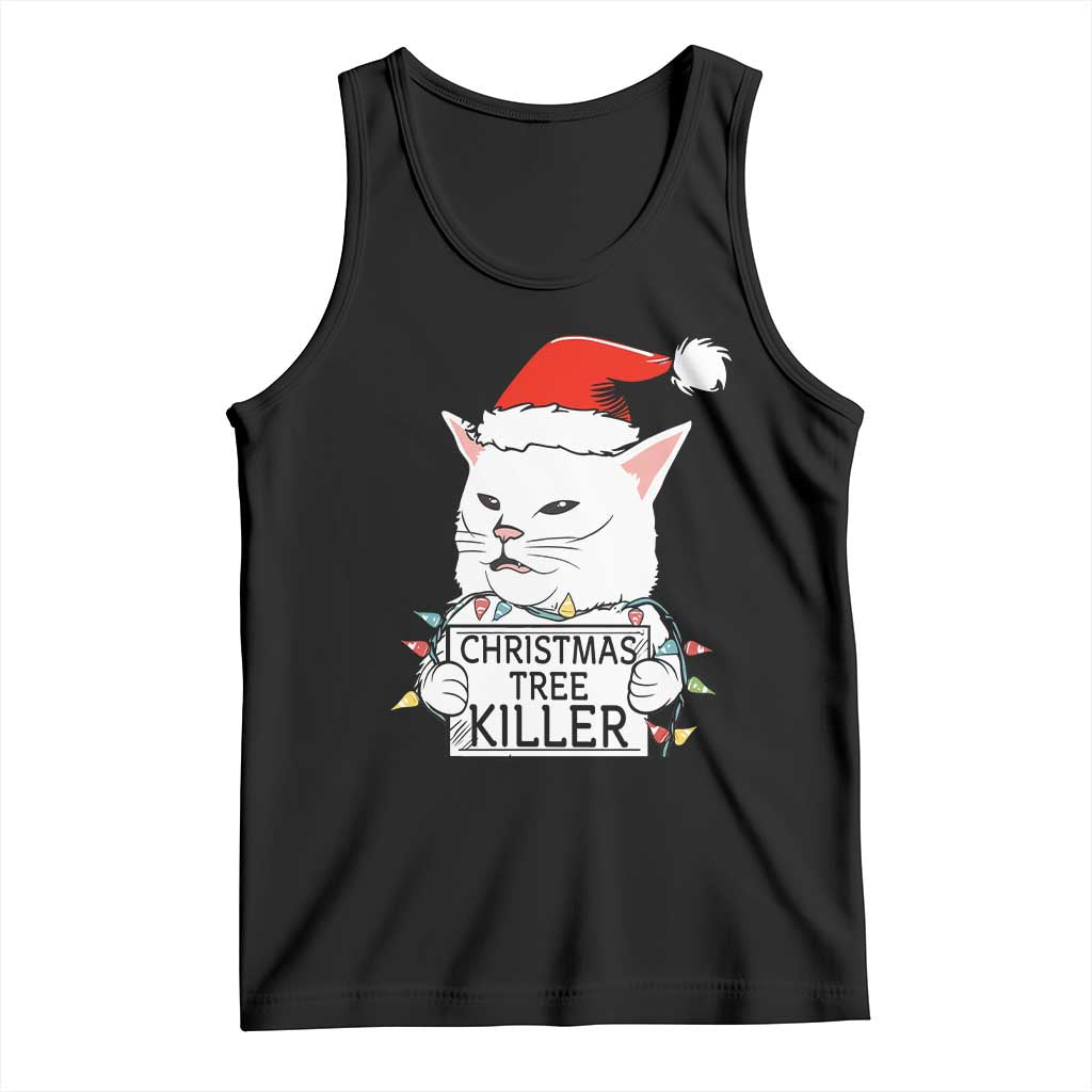 Funny Xmas Grumpy Cat Tank Top Christmas Tree Killer Santa Kitten TS12 Black Print Your Wear