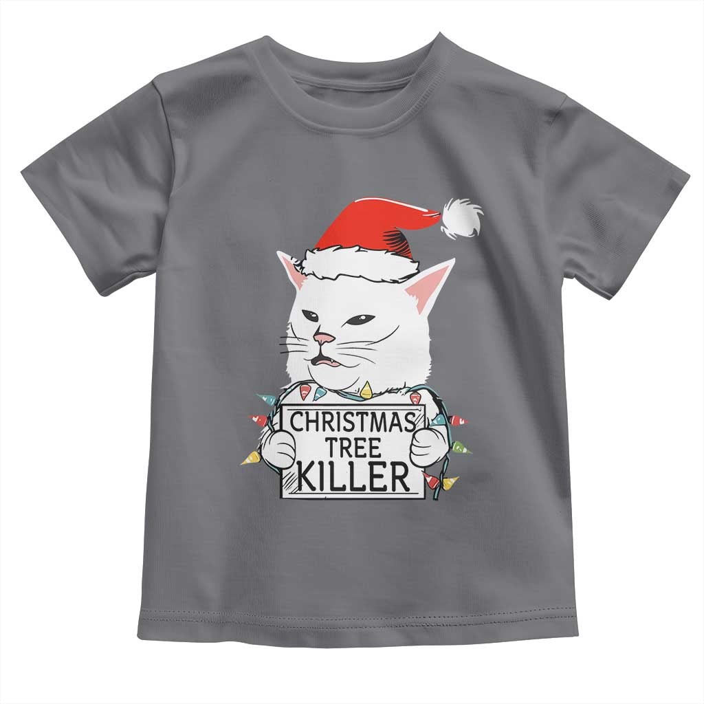 Funny Xmas Grumpy Cat Toddler T Shirt Christmas Tree Killer Santa Kitten TS12 Charcoal Print Your Wear
