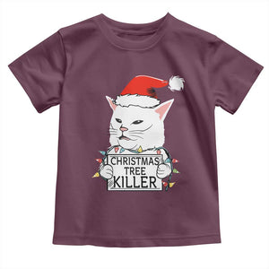 Funny Xmas Grumpy Cat Toddler T Shirt Christmas Tree Killer Santa Kitten TS12 Maroon Print Your Wear