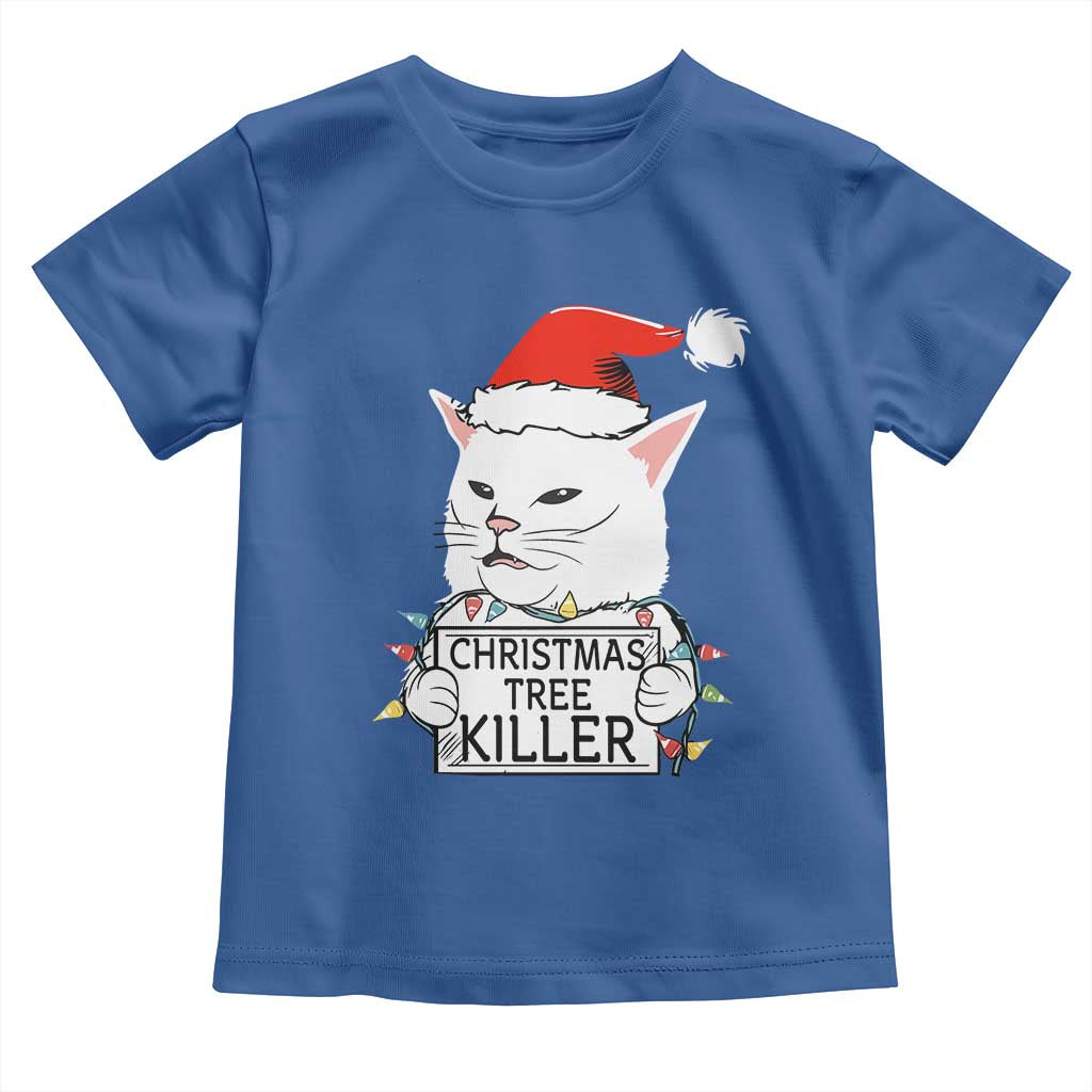 Funny Xmas Grumpy Cat Toddler T Shirt Christmas Tree Killer Santa Kitten TS12 Royal Blue Print Your Wear