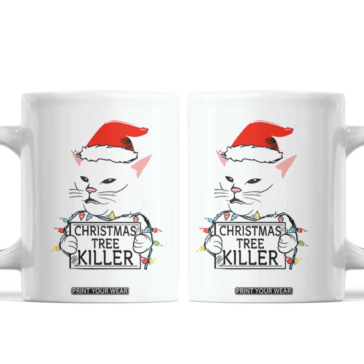 Funny Xmas Grumpy Cat Coffee Mug Christmas Tree Killer Santa Kitten TS12 Black Print Your Wear