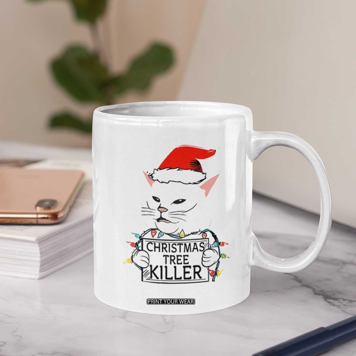 Funny Xmas Grumpy Cat Coffee Mug Christmas Tree Killer Santa Kitten TS12 Print Your Wear