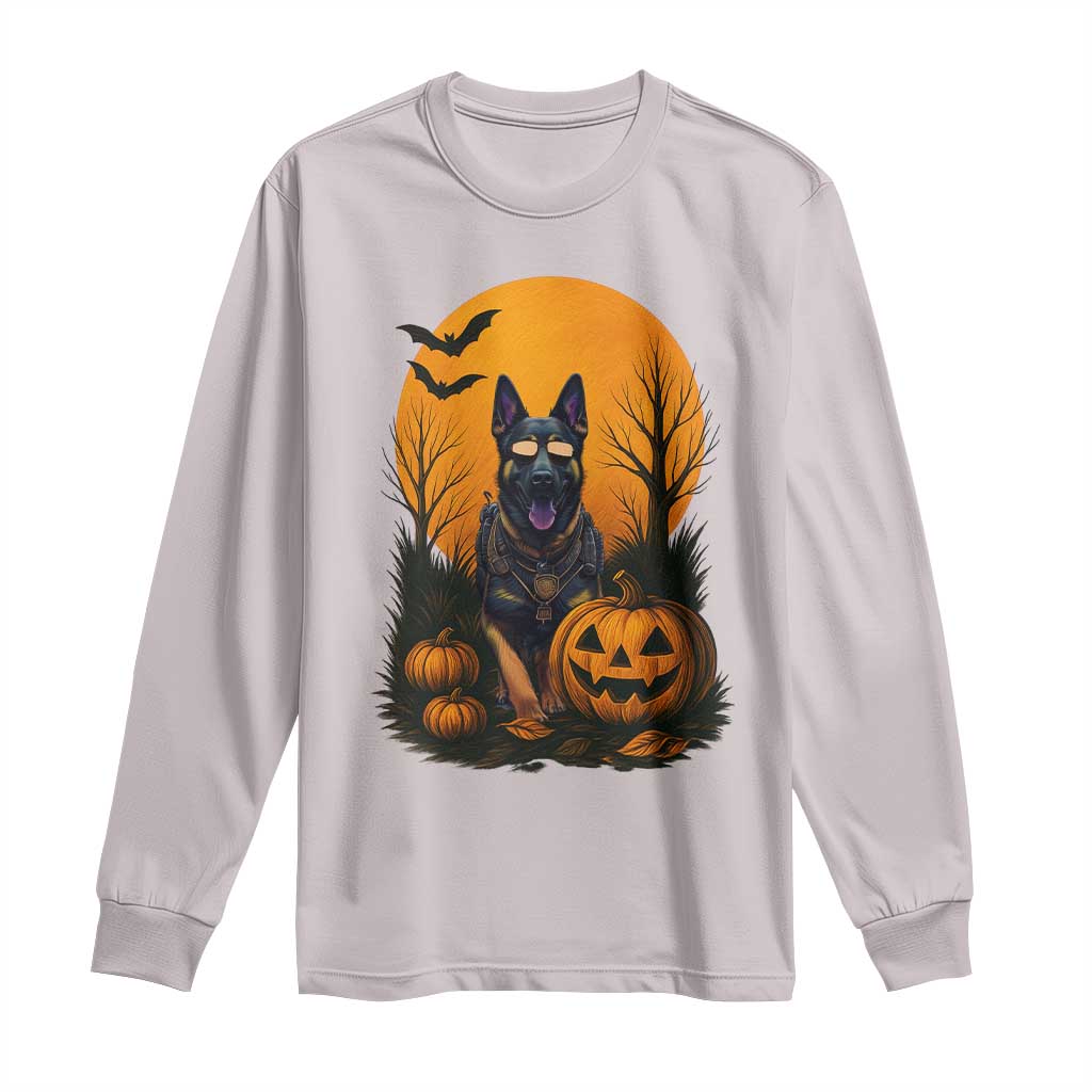 Cool German Shepherd Police Dog Celebrate Halloween Long Sleeve Shirt TS12 Ice Gray Print Your Wear