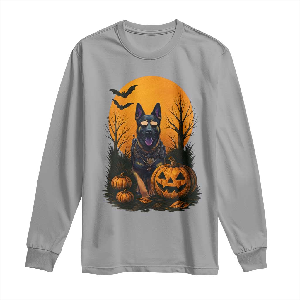 Cool German Shepherd Police Dog Celebrate Halloween Long Sleeve Shirt TS12 Sport Gray Print Your Wear