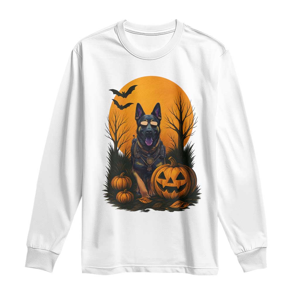 Cool German Shepherd Police Dog Celebrate Halloween Long Sleeve Shirt TS12 White Print Your Wear