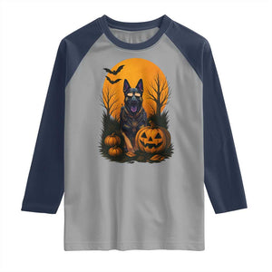 Cool German Shepherd Police Dog Celebrate Halloween Raglan Shirt TS12 Sport Gray Navy Print Your Wear