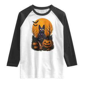 Cool German Shepherd Police Dog Celebrate Halloween Raglan Shirt TS12 White Black Print Your Wear