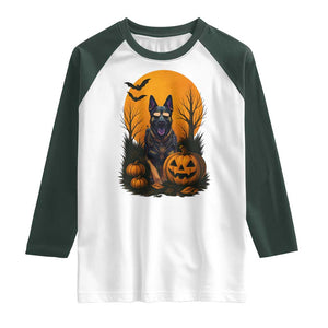 Cool German Shepherd Police Dog Celebrate Halloween Raglan Shirt TS12 White Dark Forest Green Print Your Wear