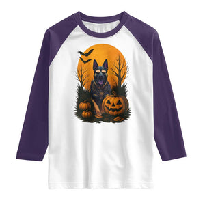 Cool German Shepherd Police Dog Celebrate Halloween Raglan Shirt TS12 White Purple Print Your Wear