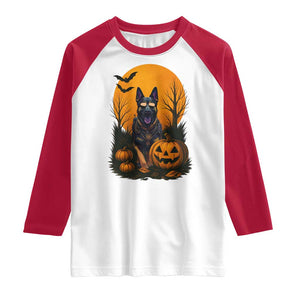 Cool German Shepherd Police Dog Celebrate Halloween Raglan Shirt TS12 White Red Print Your Wear
