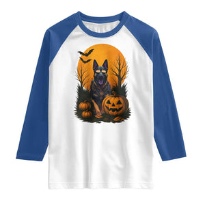 Cool German Shepherd Police Dog Celebrate Halloween Raglan Shirt TS12 White Royal Print Your Wear
