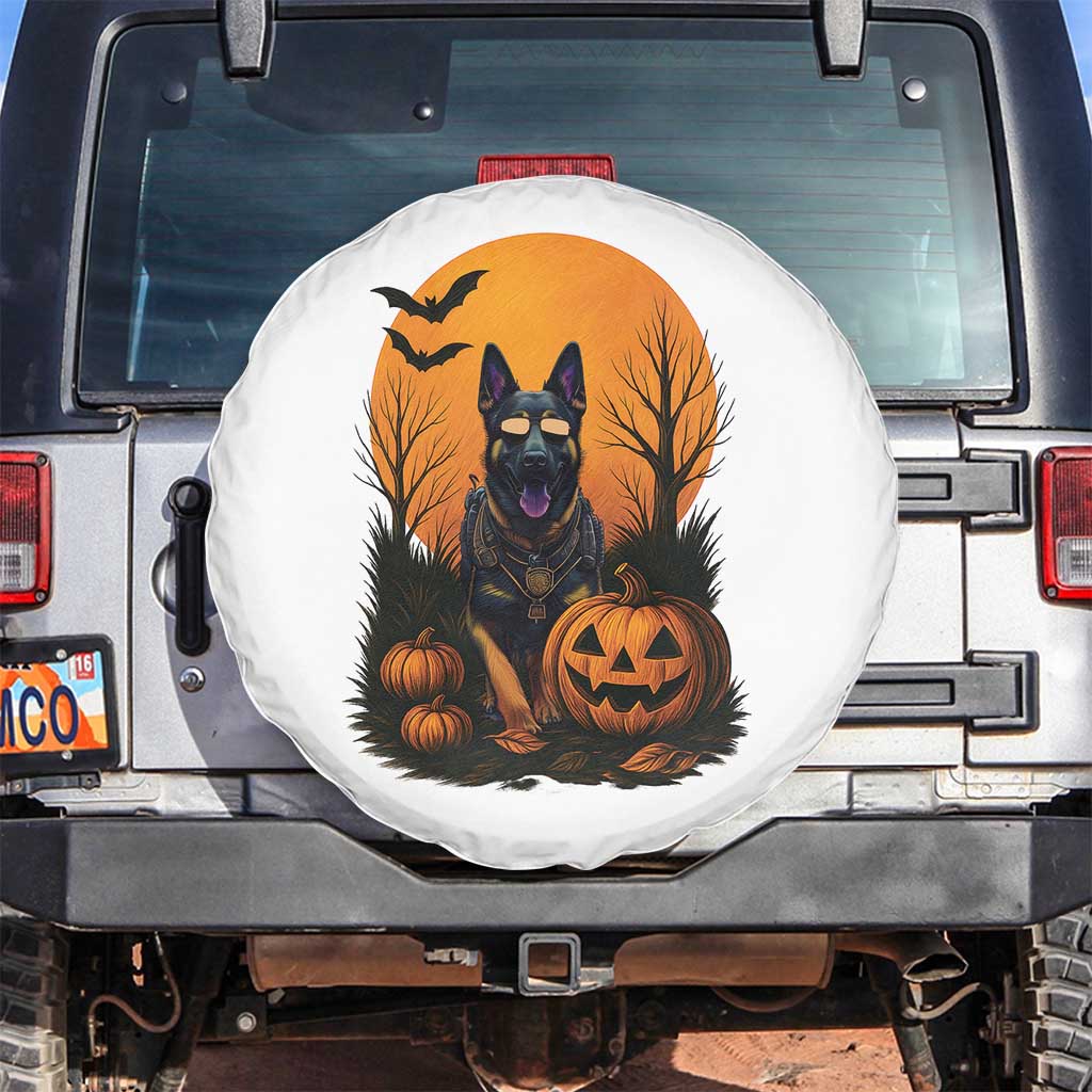Cool German Shepherd Police Dog Celebrate Halloween Spare Tire Cover TS12 No hole White Print Your Wear