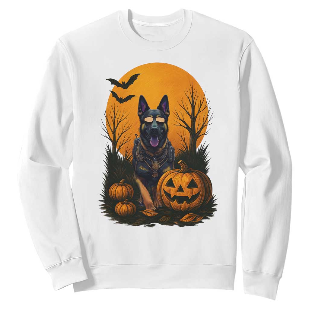 Cool German Shepherd Police Dog Celebrate Halloween Sweatshirt TS12 White Print Your Wear