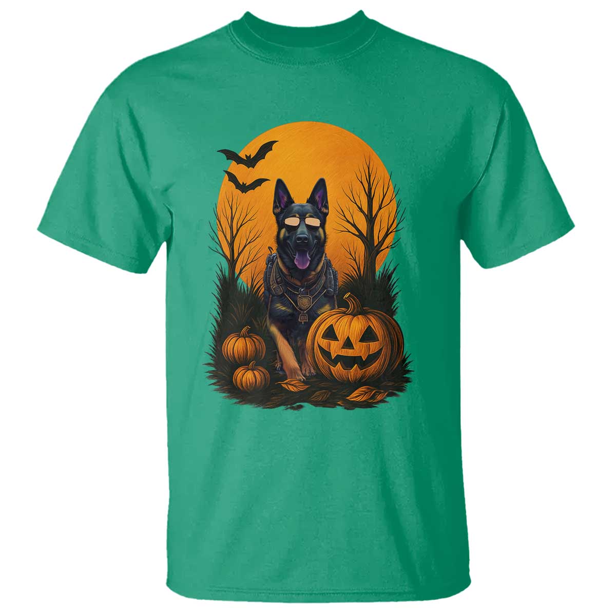 Cool German Shepherd Police Dog Celebrate Halloween T Shirt TS12 Irish Green Print Your Wear