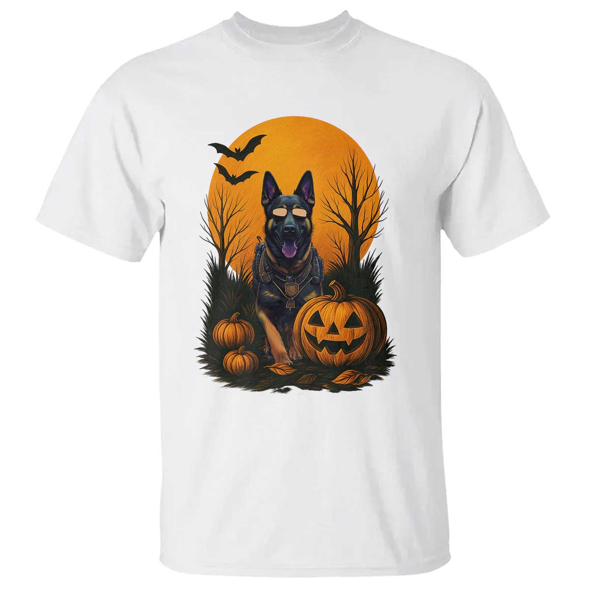 Cool German Shepherd Police Dog Celebrate Halloween T Shirt TS12 White Print Your Wear