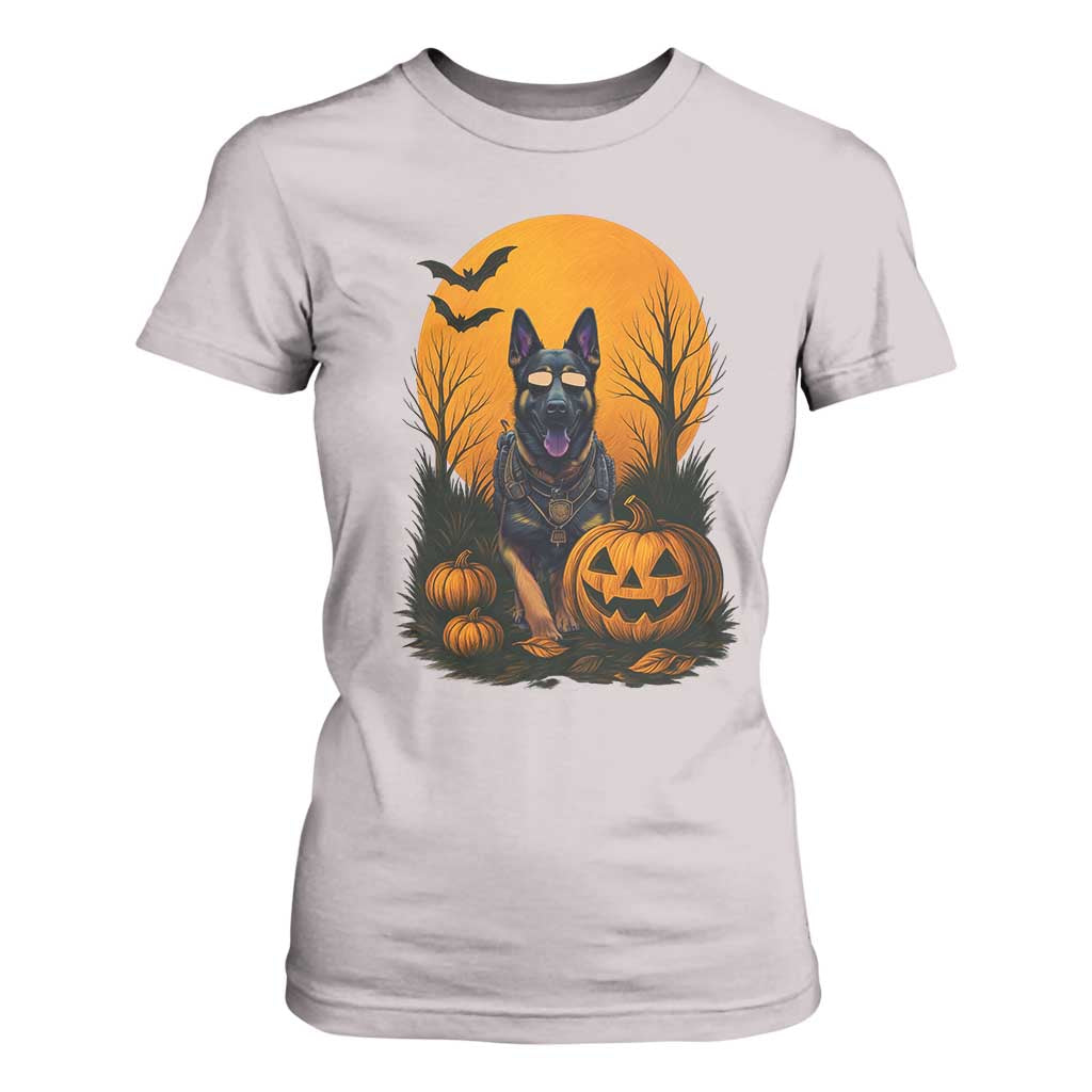 Cool German Shepherd Police Dog Celebrate Halloween T Shirt For Women TS12 Ice Gray Print Your Wear