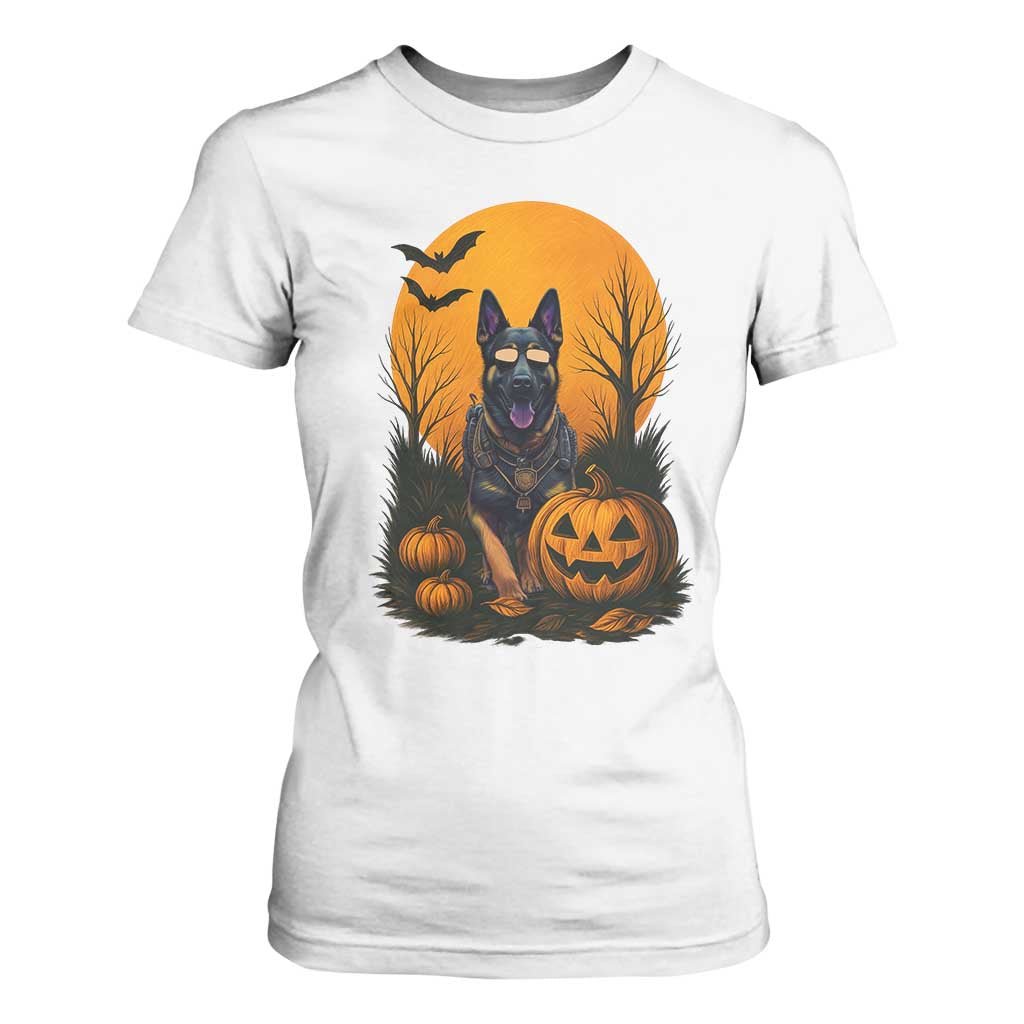 Cool German Shepherd Police Dog Celebrate Halloween T Shirt For Women TS12 White Print Your Wear