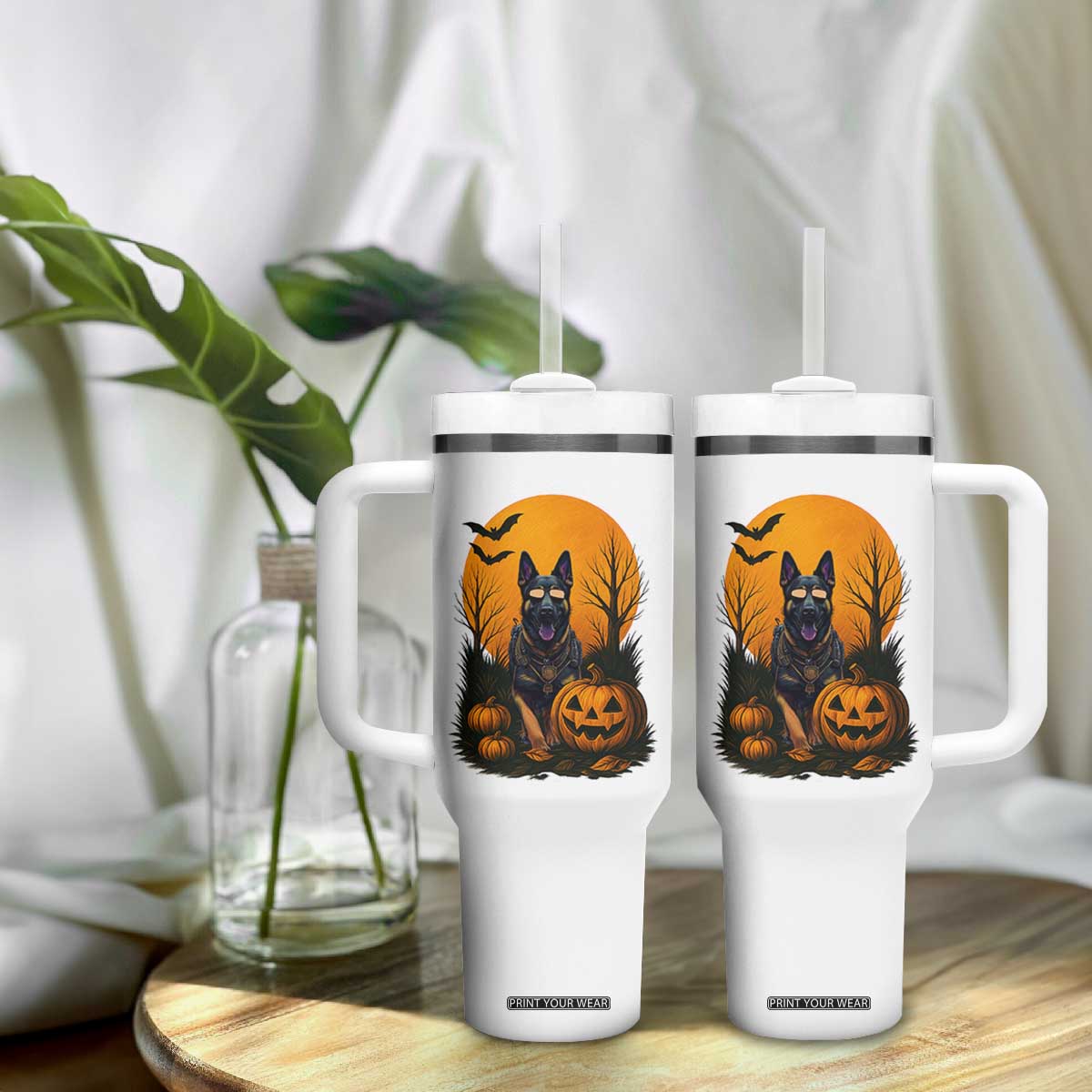 Cool German Shepherd Police Dog Celebrate Halloween Tumbler With Handle TS12 Print Your Wear