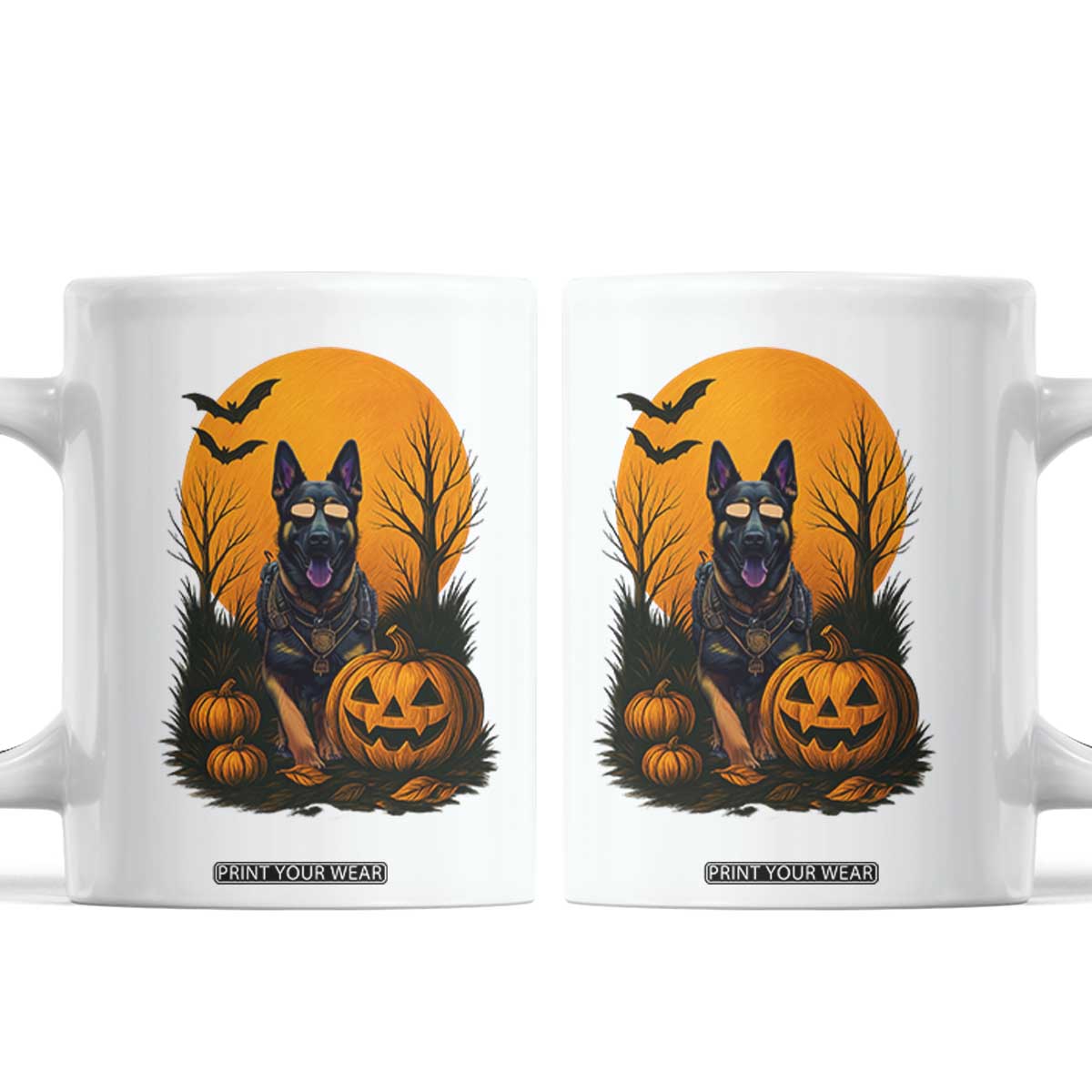 Cool German Shepherd Police Dog Celebrate Halloween Coffee Mug TS12 White Print Your Wear