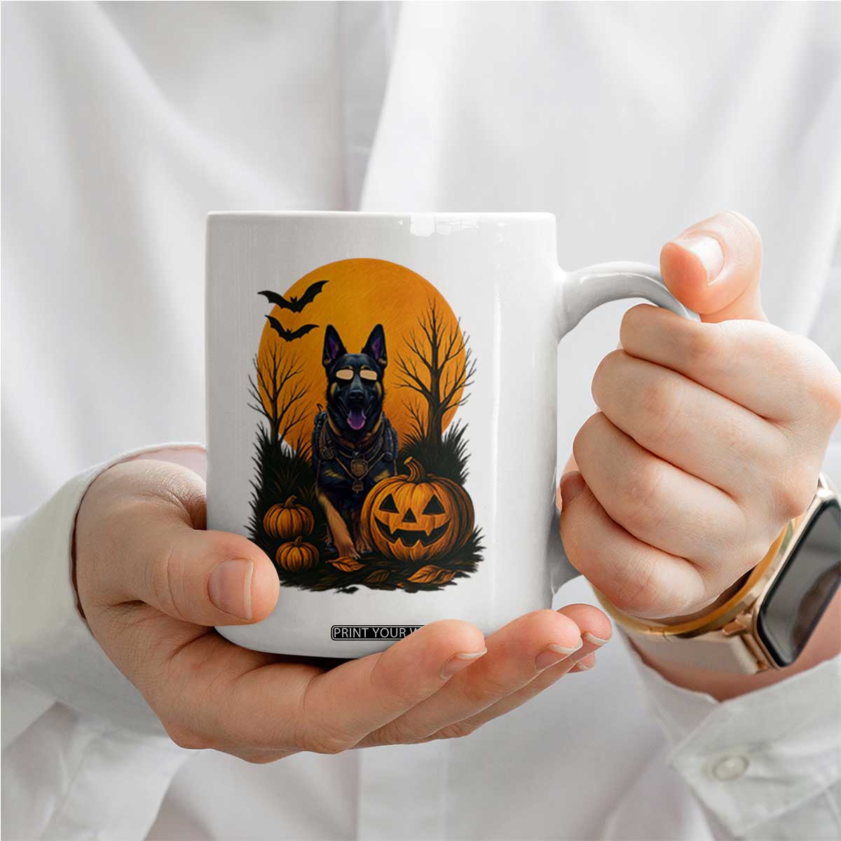 Cool German Shepherd Police Dog Celebrate Halloween Coffee Mug TS12 Print Your Wear