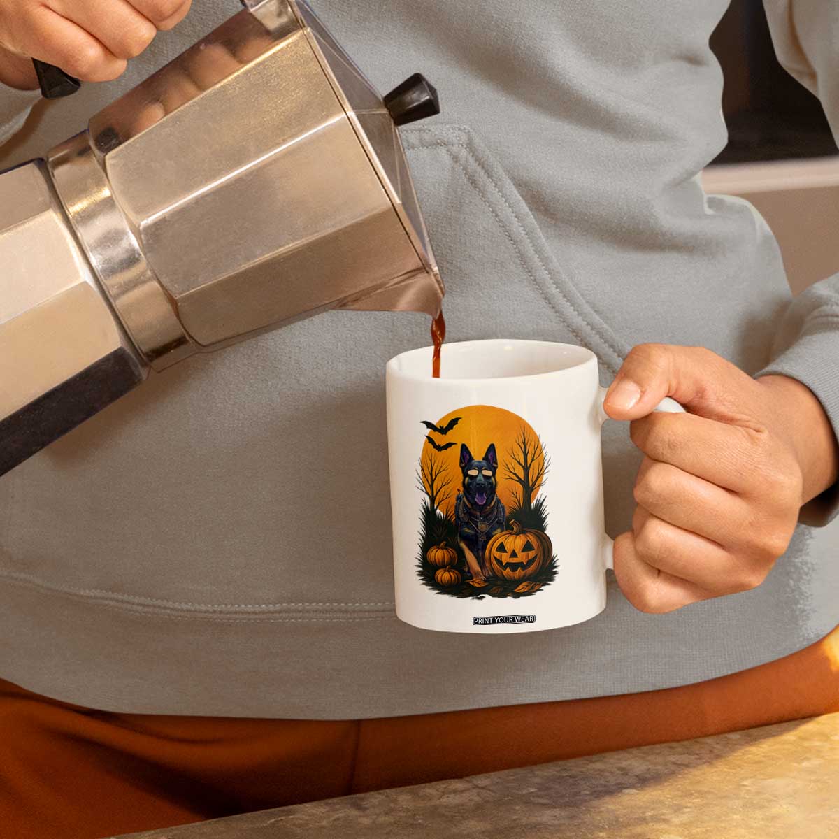 Cool German Shepherd Police Dog Celebrate Halloween Coffee Mug TS12 Print Your Wear