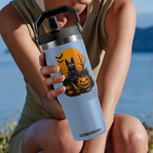 Cool German Shepherd Police Dog Celebrate Halloween Flip Straw Tumbler TS12 One Size: 30 oz Light Blue Print Your Wear