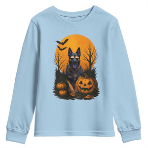 Cool German Shepherd Police Dog Celebrate Halloween Youth Sweatshirt TS12 Light Blue Print Your Wear