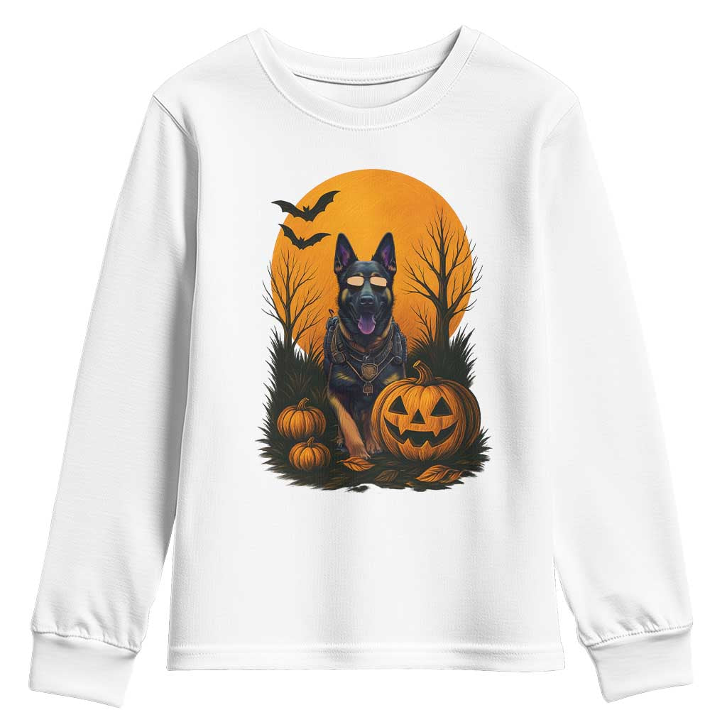 Cool German Shepherd Police Dog Celebrate Halloween Youth Sweatshirt TS12 White Print Your Wear