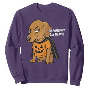 Halloween Dachshund Dog Sweatshirt Did Somebody Say Treat Meme TS12 Purple Print Your Wear