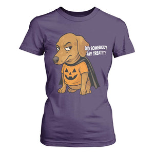 Halloween Dachshund Dog T Shirt For Women Did Somebody Say Treat Meme TS12 Purple Print Your Wear