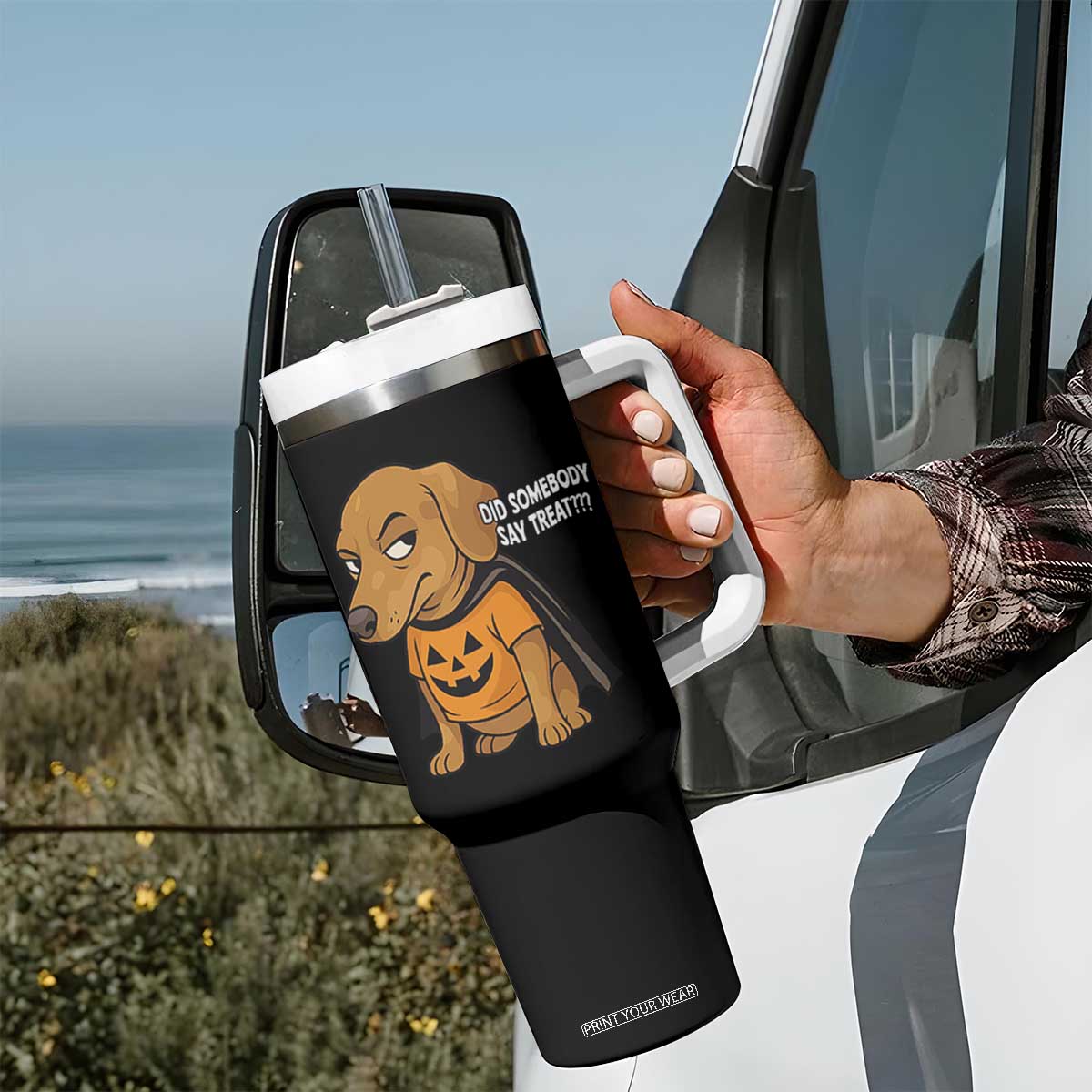 Halloween Dachshund Dog Tumbler With Handle Did Somebody Say Treat Meme TS12 Print Your Wear
