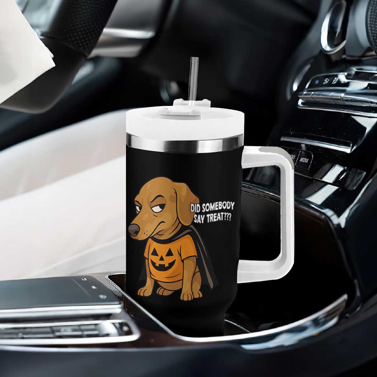 Halloween Dachshund Dog Tumbler With Handle Did Somebody Say Treat Meme TS12 Print Your Wear