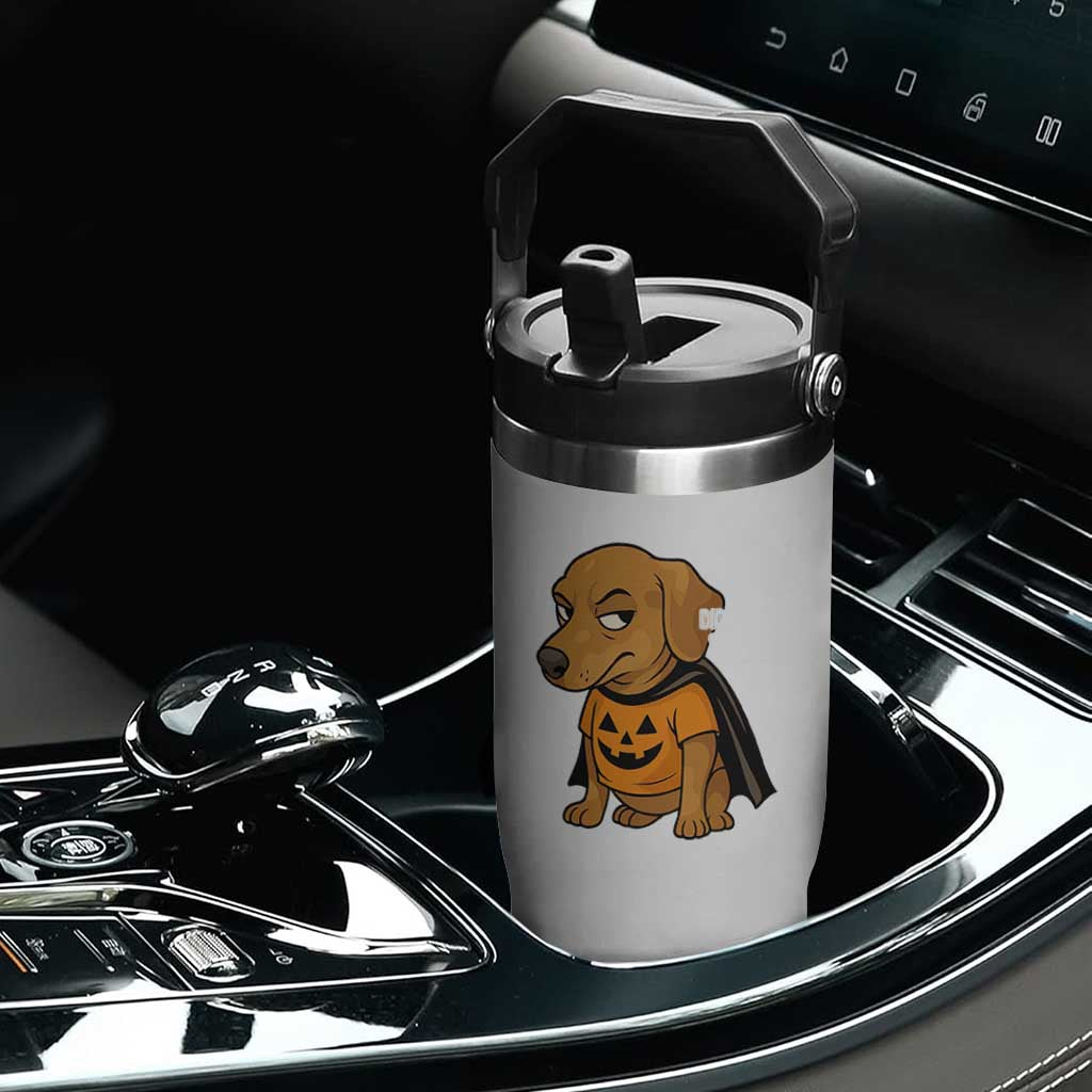 Halloween Dachshund Dog Flip Straw Tumbler Did Somebody Say Treat Meme TS12 Print Your Wear