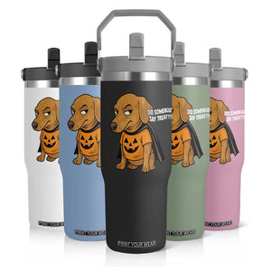 Halloween Dachshund Dog Flip Straw Tumbler Did Somebody Say Treat Meme TS12 Print Your Wear