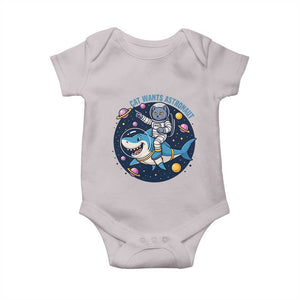 Funny Space Cat Wants Astronaut Baby Onesie Sharks Sci fi Fan Universe TS12 Ice Gray Print Your Wear