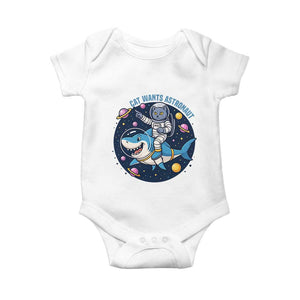 Funny Space Cat Wants Astronaut Baby Onesie Sharks Sci fi Fan Universe TS12 White Print Your Wear