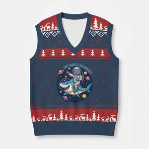 Funny Space Cat Wants Astronaut V-Neck Knit Sweater Vest Sharks Sci fi Fan Universe TS12 Navy Red Print Your Wear