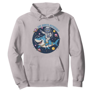 Funny Space Cat Wants Astronaut Hoodie Sharks Sci fi Fan Universe TS12 Ice Gray Print Your Wear