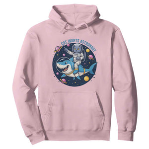 Funny Space Cat Wants Astronaut Hoodie Sharks Sci fi Fan Universe TS12 Light Pink Print Your Wear