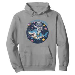 Funny Space Cat Wants Astronaut Hoodie Sharks Sci fi Fan Universe TS12 Sport Gray Print Your Wear