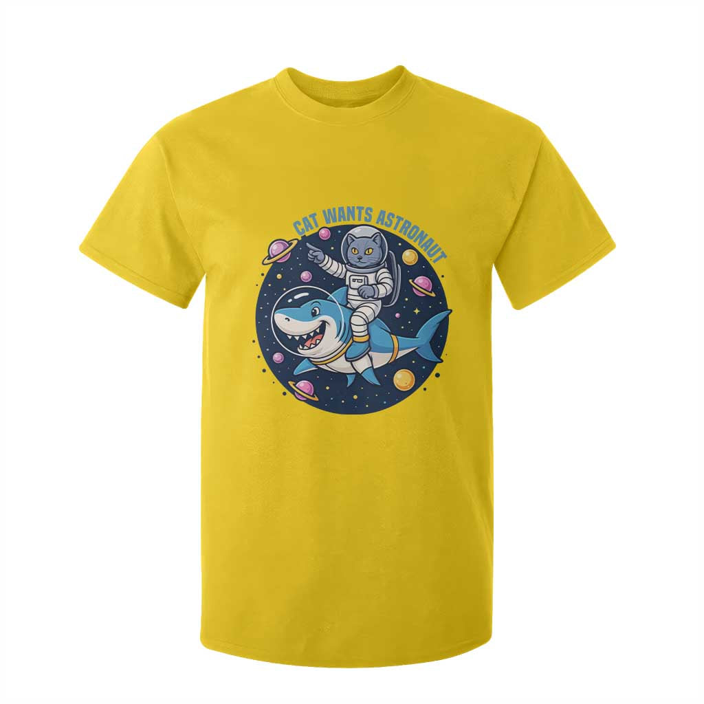 Funny Space Cat Wants Astronaut T Shirt For Kid Sharks Sci fi Fan Universe TS12 Daisy Print Your Wear