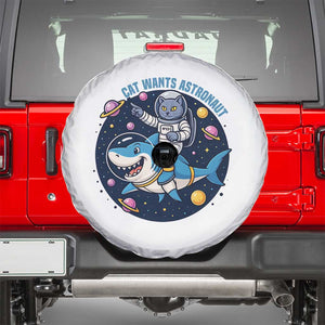 Funny Space Cat Wants Astronaut Spare Tire Cover Sharks Sci fi Fan Universe TS12 White Print Your Wear