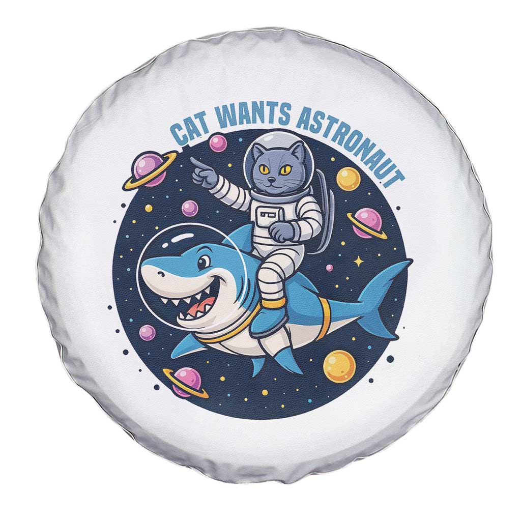 Funny Space Cat Wants Astronaut Spare Tire Cover Sharks Sci fi Fan Universe TS12 Print Your Wear