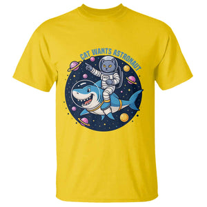 Funny Space Cat Wants Astronaut T Shirt Sharks Sci fi Fan Universe TS12 Daisy Print Your Wear