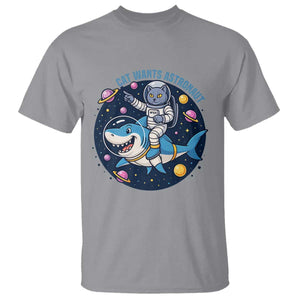 Funny Space Cat Wants Astronaut T Shirt Sharks Sci fi Fan Universe TS12 Sport Gray Print Your Wear