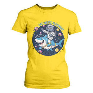 Funny Space Cat Wants Astronaut T Shirt For Women Sharks Sci fi Fan Universe TS12 Daisy Print Your Wear