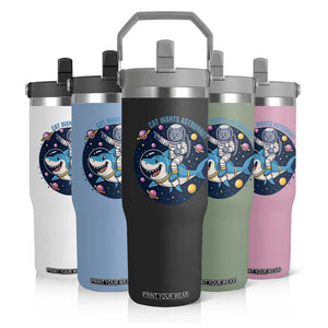 Funny Space Cat Wants Astronaut Flip Straw Tumbler Sharks Sci fi Fan Universe TS12 Print Your Wear