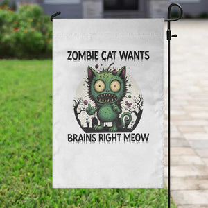 Funny Zombie Cat Wants Brains Right Meow Garden Flag Halloween Zombie Kitten TS12 Print Your Wear